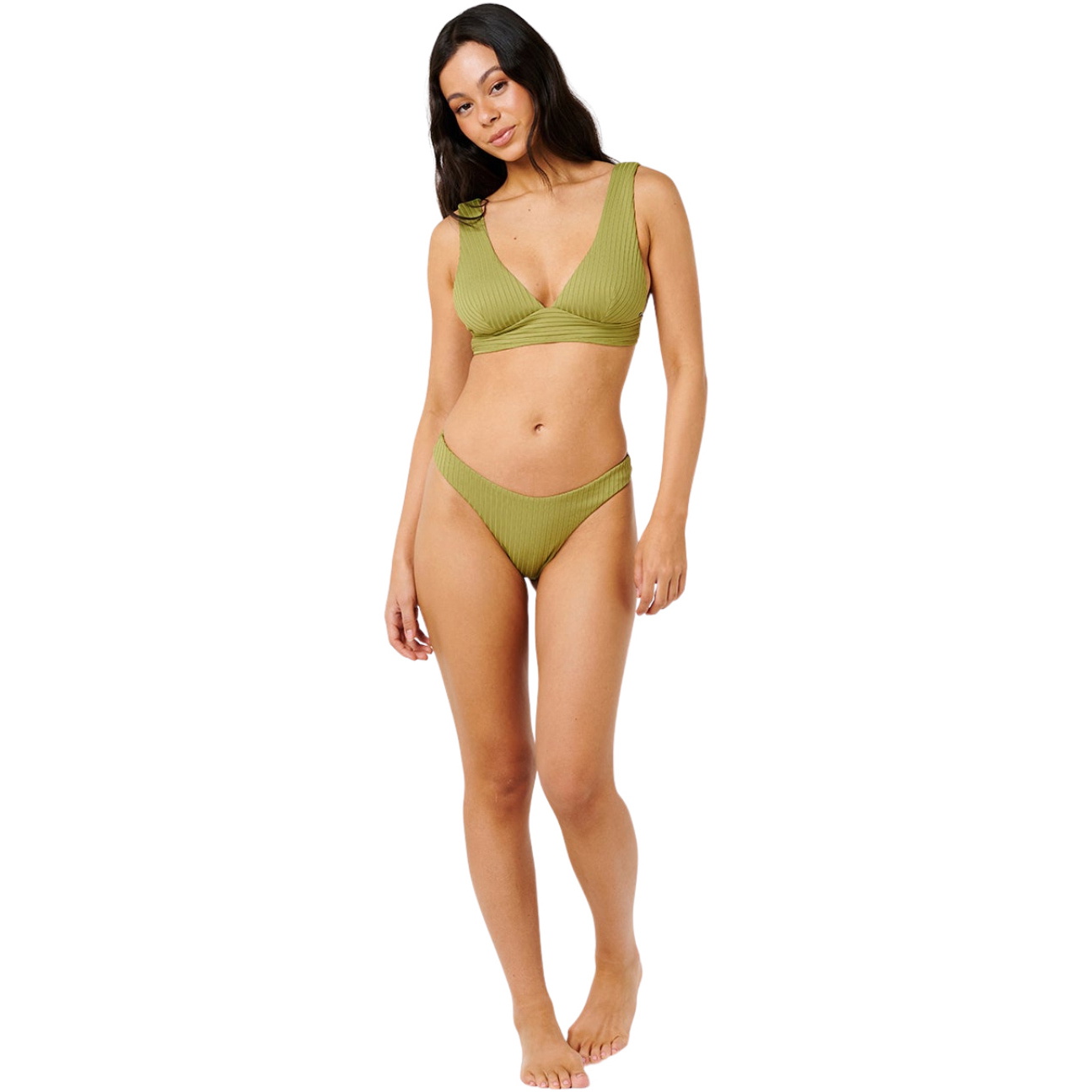 Rip Curl Womens Premium Surf Hi Leg Skimpy Coverage Bikini Bottoms 0DKWSW - Green Olive